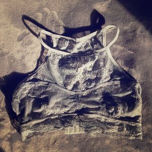 BOGO 2 high neck lace bralettes black and gray